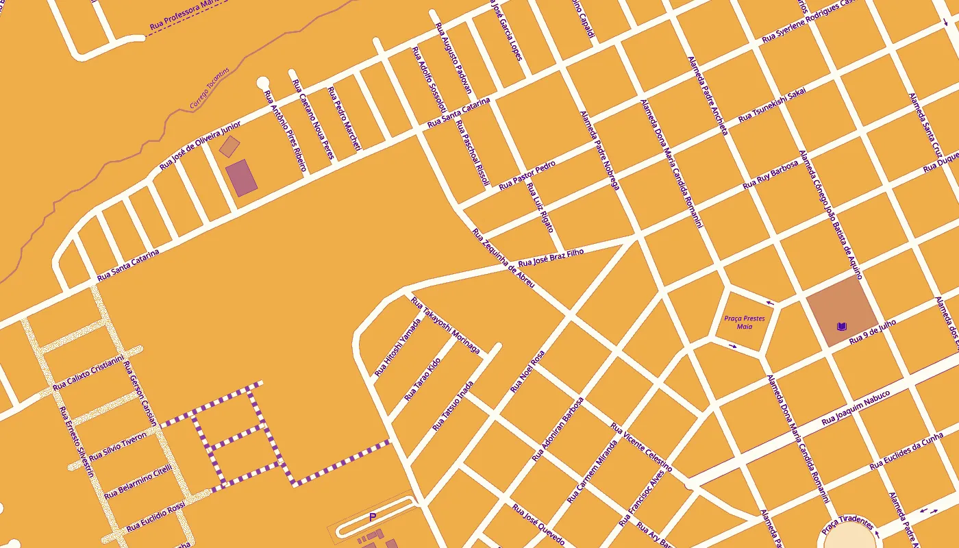 Mapa do bairro Jardim Ipiranga, em Adamantina, com o 3:16 marcado
